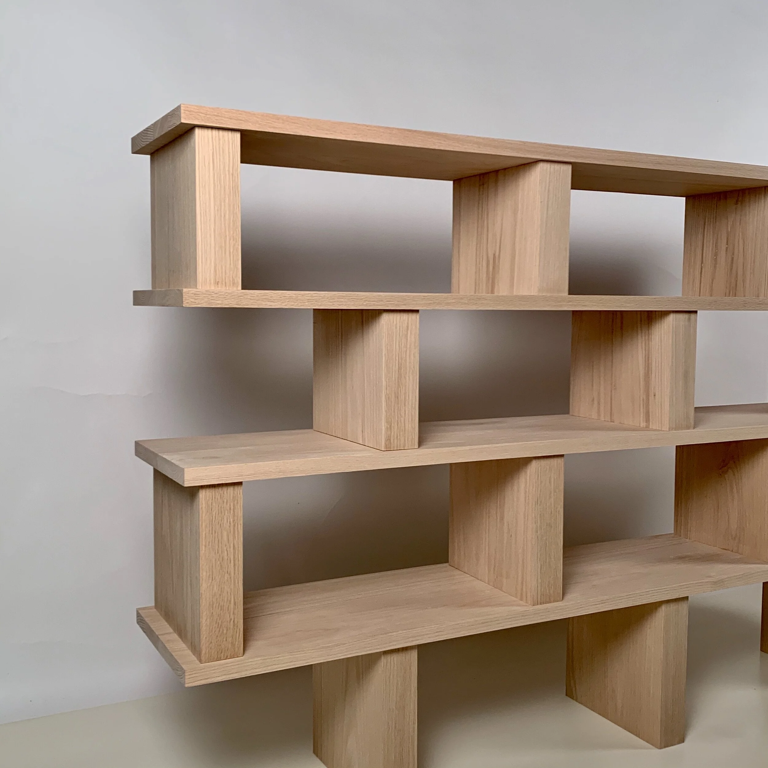 Four Shelves 'Verticale' Polished Oak Shelving Unit — Blend Interiors